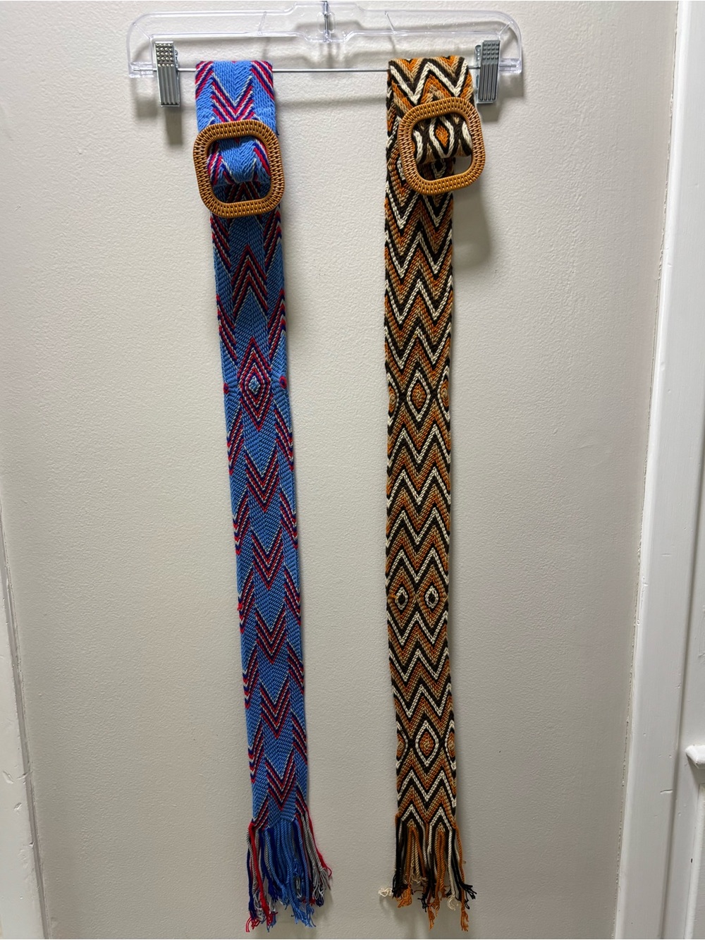 Handwoven Aztec Pattern Waist Belts Blue & Orange Get Both W/ Purchase 35”